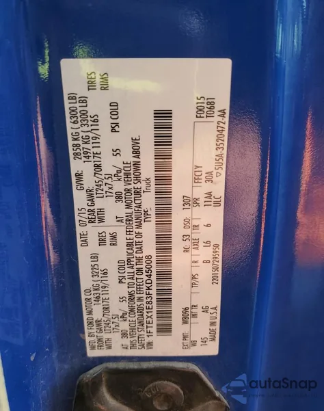 2015 Ford F150 Super Cab from USA, damaged, VIN 1FTEX1E83FKD45008